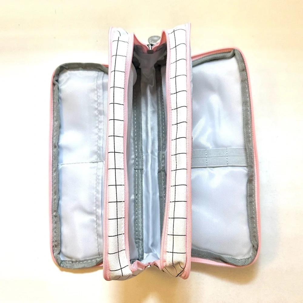 Large Spacious Pencil Case Pouch Organizer Plaid School Office